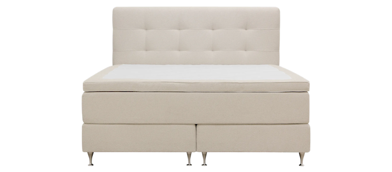 Hilton Premium Komplet Sengepakke 180x200 cm Kontinentalseng med Sengegavl, Beige Bouclé